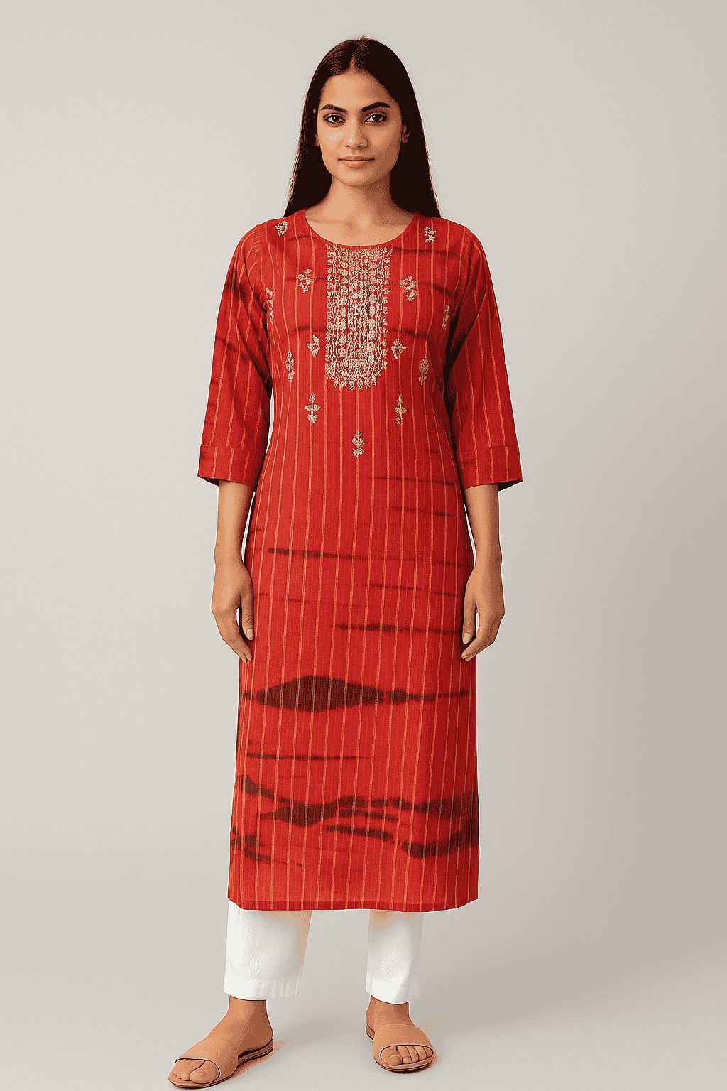 Shree Shanti Selection - Red Printed Kurti